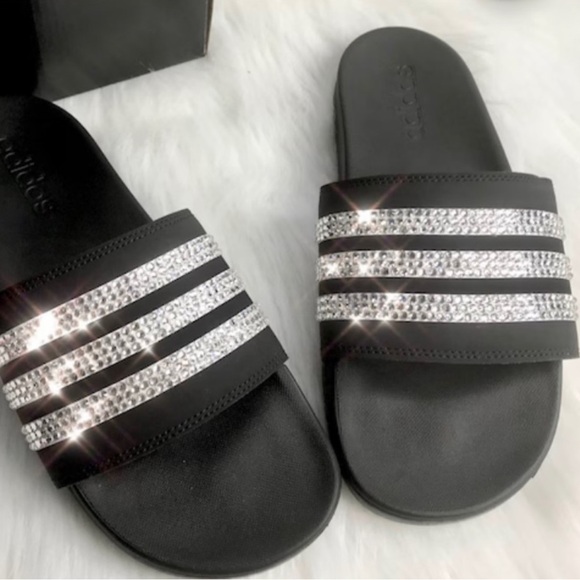 Adidas Slides with Swarovski Crystals - Picture 2 of 4